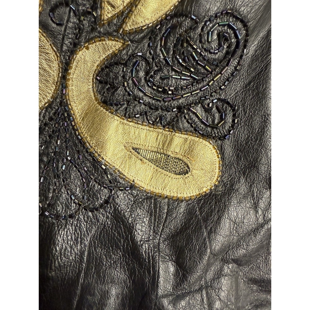 Vintage Raw Basix Leather Jacket. Black. Womens. Embellishments. Sz L - Picture 10 of 10